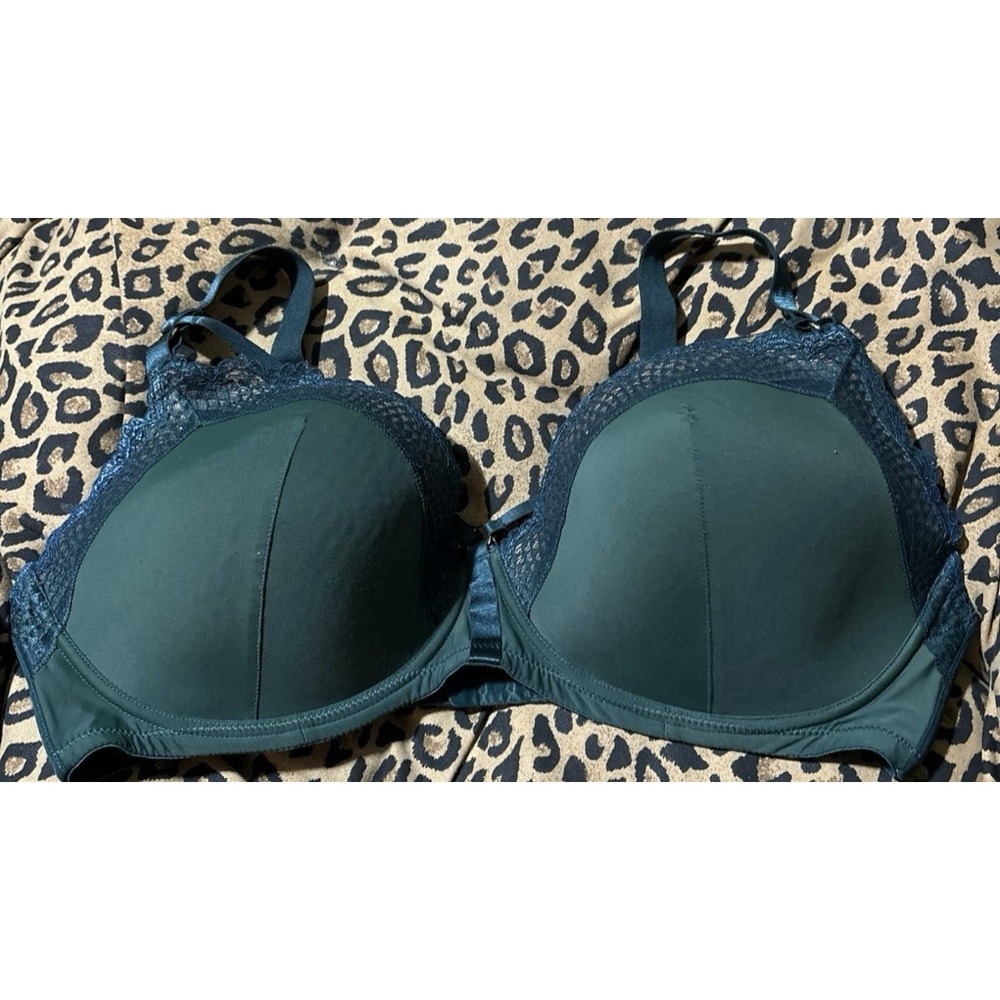 Adore Me Dark Green Lace Detailโ Strappy Front Sexy Underwire Bra, 38DDD